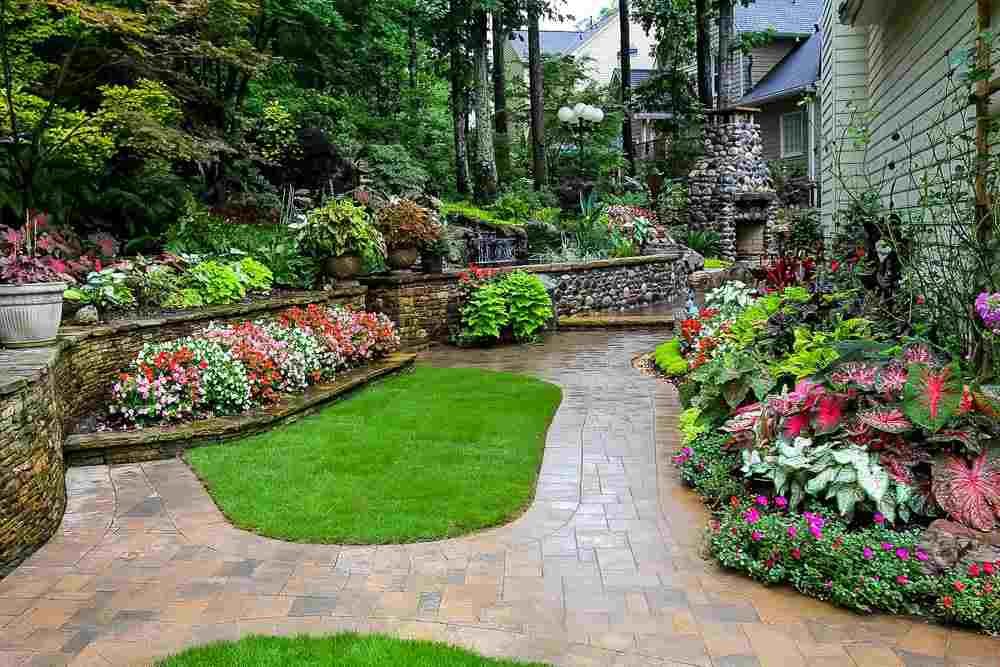 What types of plants complement hardscaping features?