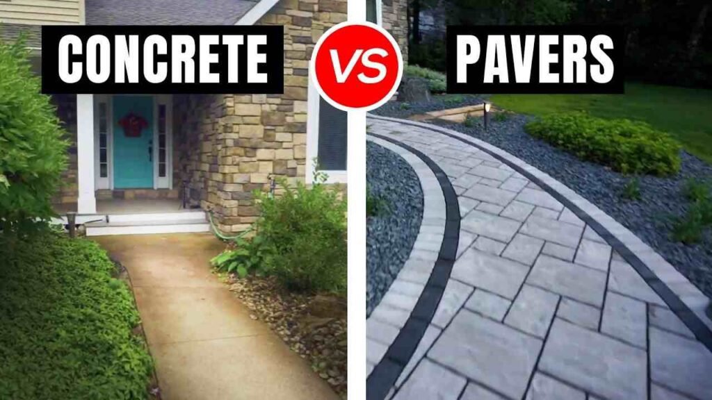 What is the difference between concrete and paver hardscaping?